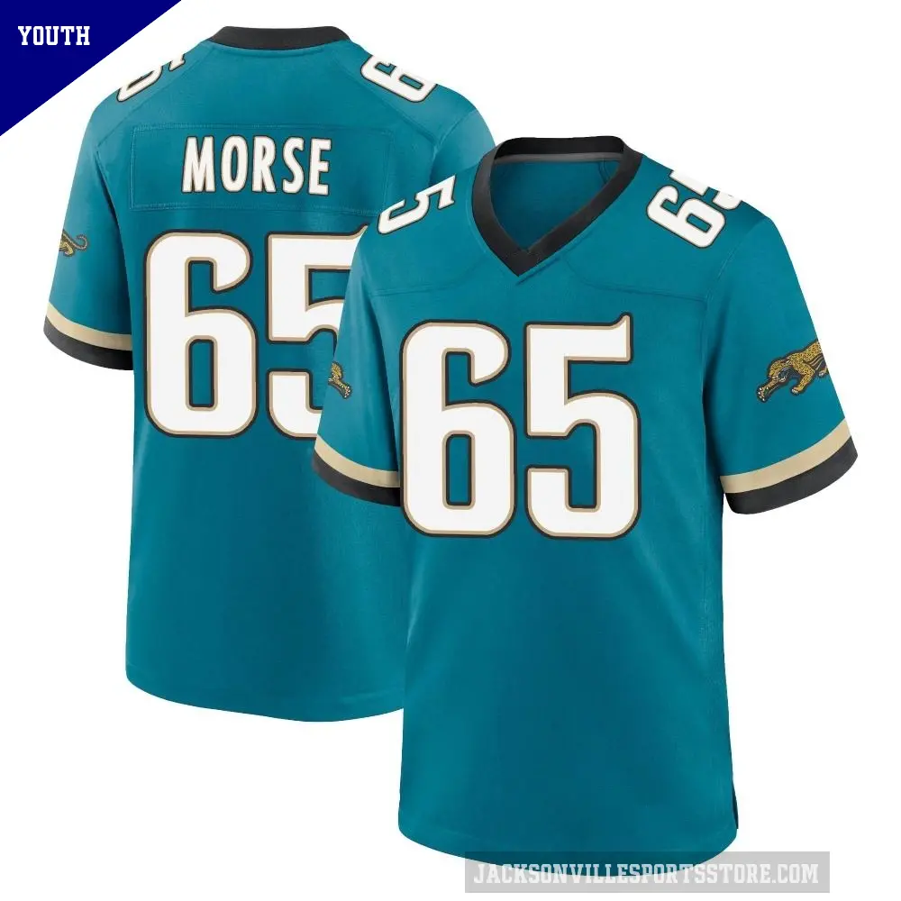 Youth Jacksonville Jaguars ＃65 Mitch Morse Teal Game Prowler Throwback Jersey