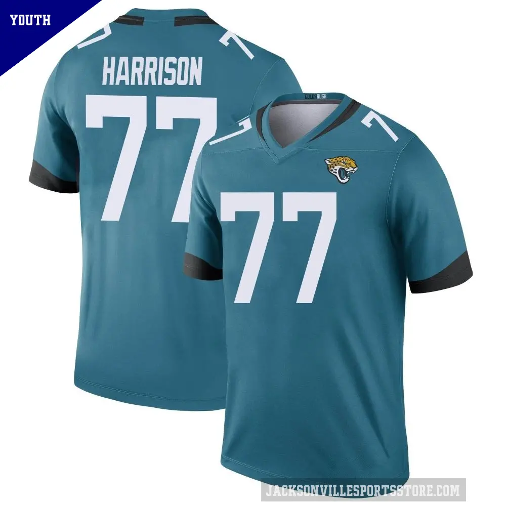 Youth Jacksonville Jaguars ＃77 Anton Harrison Teal Legend Color Rush Jersey