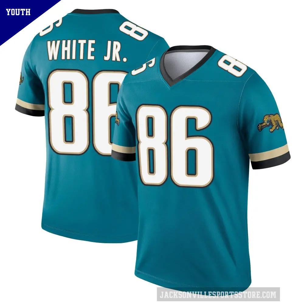 Youth Jacksonville Jaguars ＃86 David White Jr. Teal Legend Prowler Throwback Jersey
