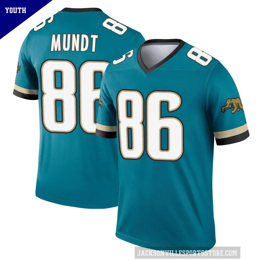 Youth Jacksonville Jaguars ＃86 Johnny Mundt Teal Legend Prowler Throwback Jersey