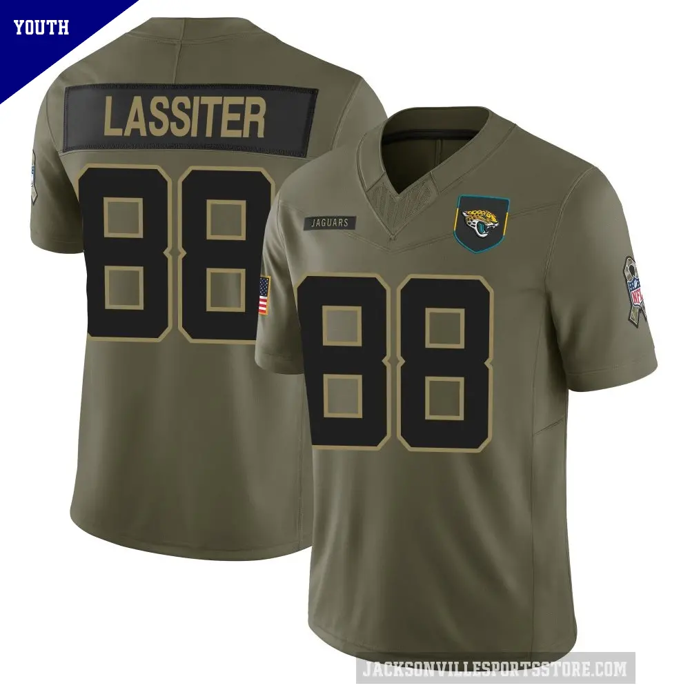 Youth Jacksonville Jaguars ＃88 Darius Lassiter Olive Limited 2025 Salute to Service Jersey