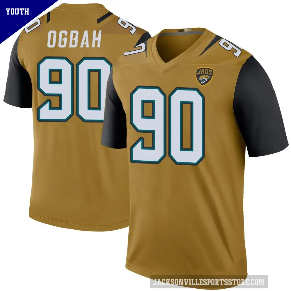 Youth Jacksonville Jaguars ＃90 Emmanuel Ogbah Gold Legend Color Rush Bold Jersey