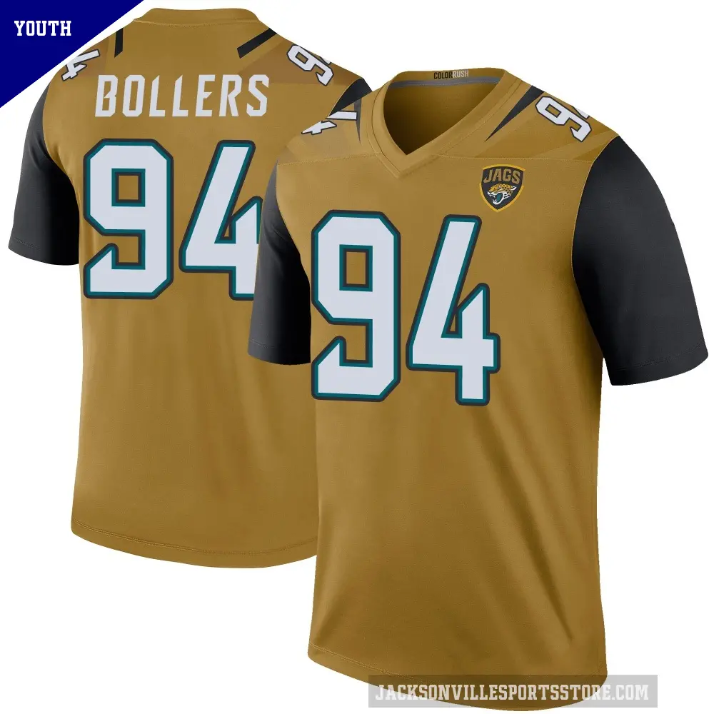 Youth Jacksonville Jaguars ＃94 T.J. Bollers Gold Legend Color Rush Bold Jersey