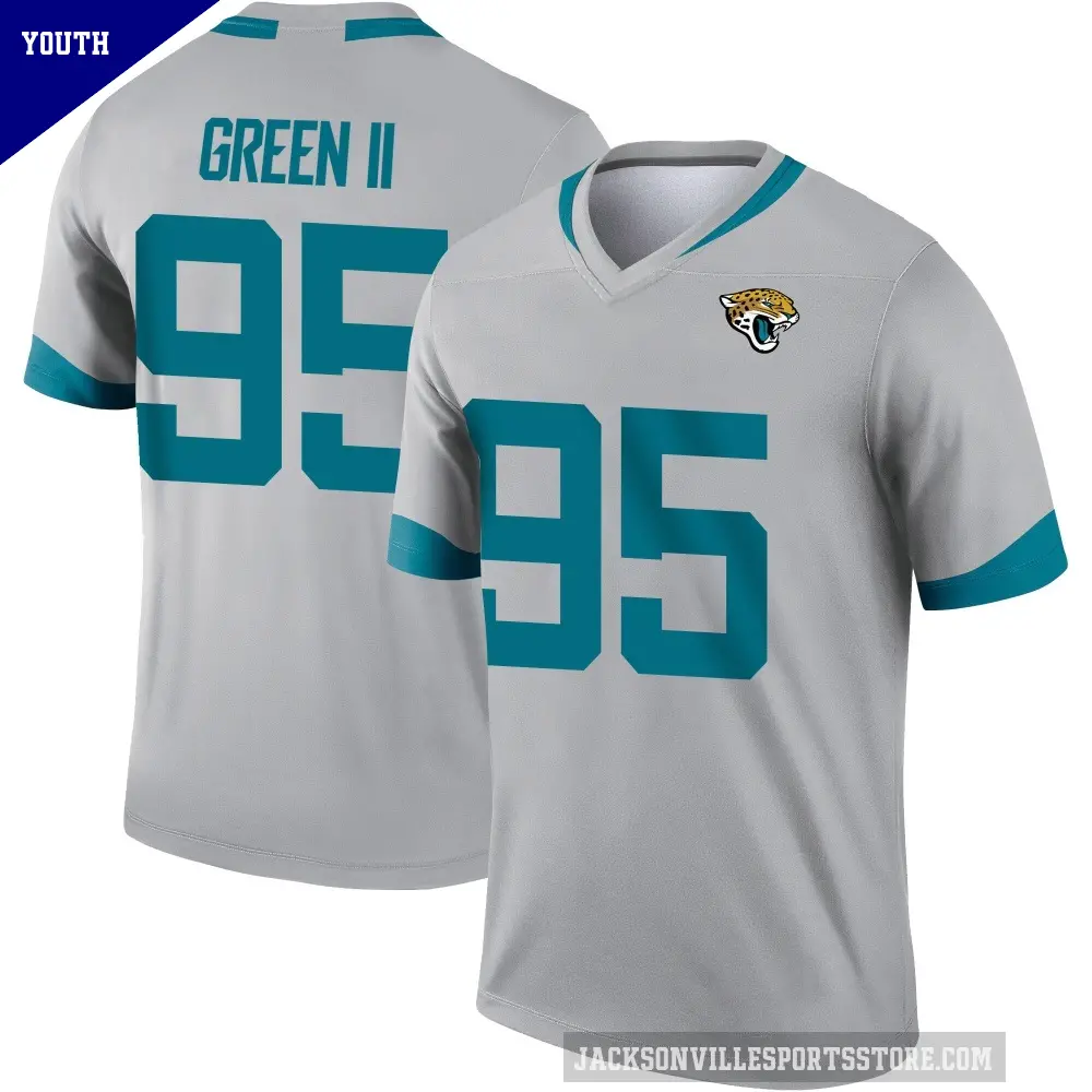 Youth Jacksonville Jaguars ＃95 B.J. Green II Legend Silver Inverted Jersey