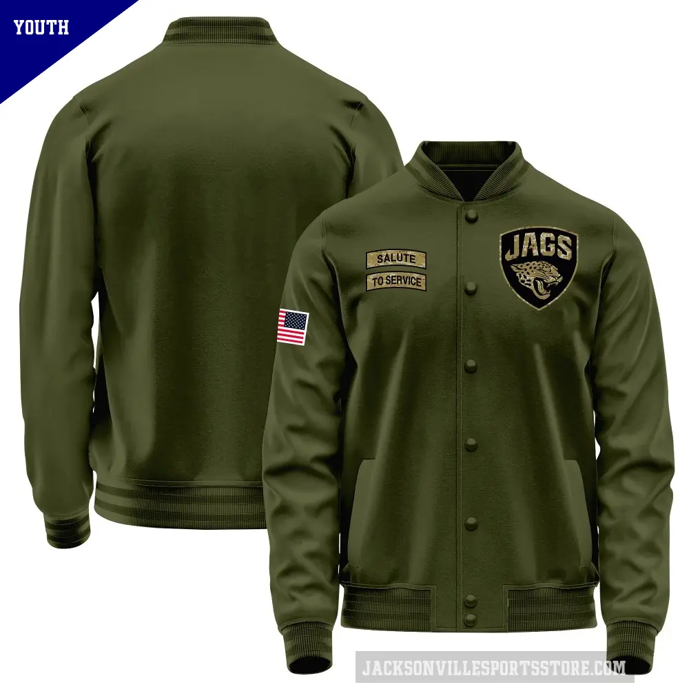 Youth Jacksonville Jaguars Olive Salute to Service Sideline Performance Jacket